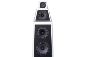 Salon 1 Audio Wilson Audio Alexia V floorstanding speaker in white with modular cabinet design and high-end drivers.