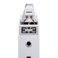 Rear view of white Salon 1 Audio Wilson Audio Alexia V floorstanding speaker showing connection terminals and port