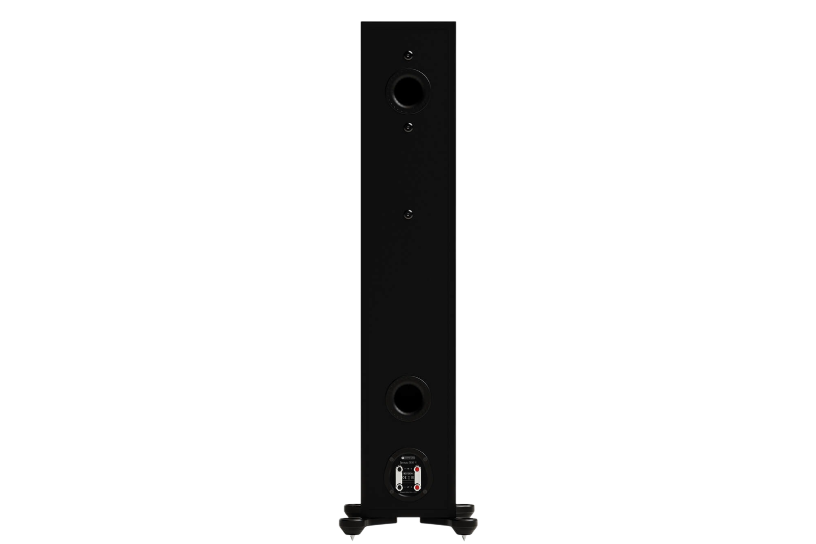 Salon 1 Audio Monitor Audio Bronze 300 7G floorstanding speaker in black, showing the rear panel and bass reflex port.