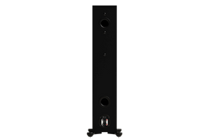 Salon 1 Audio Monitor Audio Bronze 300 7G floorstanding speaker in black, showing the rear panel and bass reflex port.