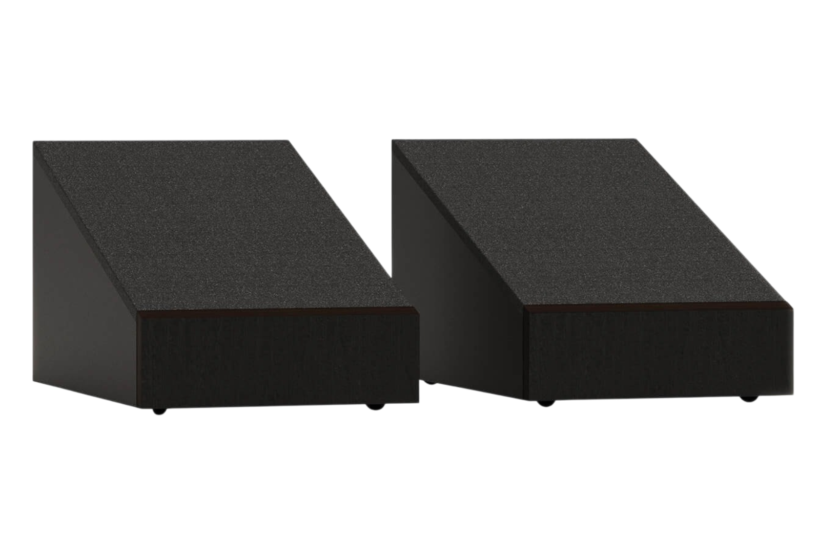 Salon 1 Audio Monitor Audio Bronze AMS 7G Dolby Atmos enabled speakers in black with a wedge-shaped design.