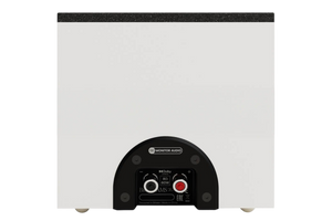 Salon 1 Audio Monitor Audio Bronze AMS 7G Dolby Atmos speaker rear panel with connection terminals in white finish.