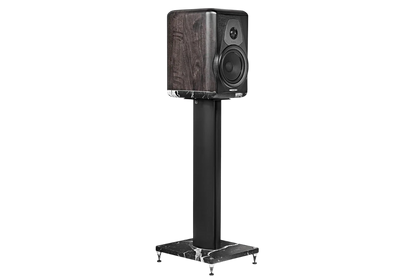 Salon 1 Audio Sonus faber Electa Amator III bookshelf speaker on a matching marble and aluminum stand