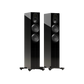 Salon 1 Audio Monitor Audio Gold 300 6G high-gloss black floorstanding speakers with MPD III tweeters.