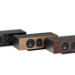 Salon 1 Audio Sonus faber Lumina Center I speakers in piano black, walnut, and wenge finishes with leather accents.