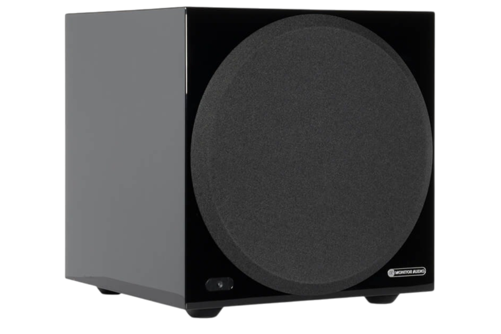 Salon 1 Audio Monitor Audio Anthra W10 compact powered subwoofer in high gloss black with a 10-inch front-firing driver