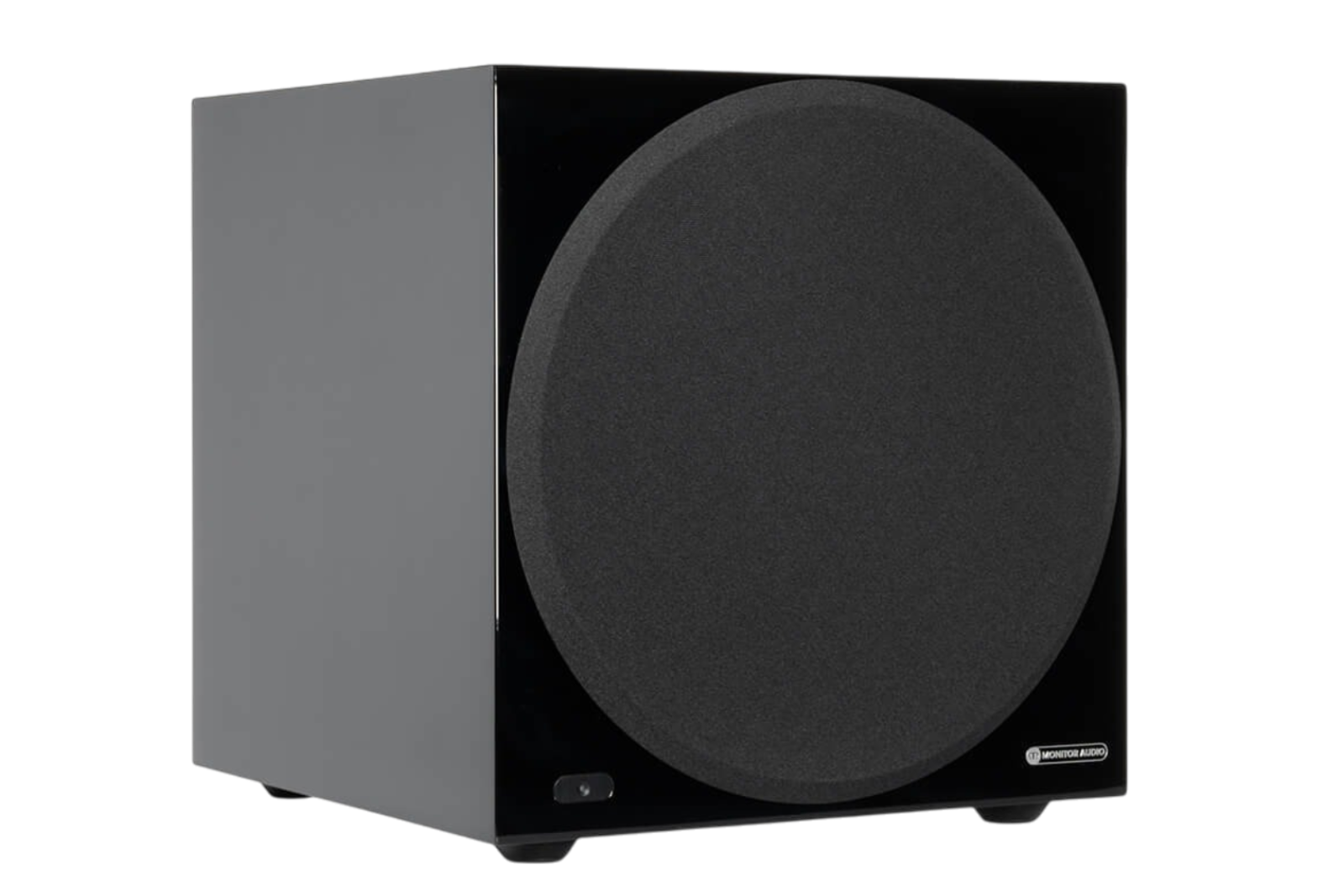 Salon 1 Audio Monitor Audio Anthra W12 powered subwoofer in a sleek black finish with a front-facing speaker grille.