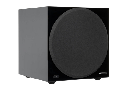 Salon 1 Audio Monitor Audio Anthra W12 powered subwoofer in a sleek black finish with a front-facing speaker grille.