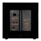 Rear panel of the Salon 1 Audio Monitor Audio Anthra W15 subwoofer showing the LCD display, XLR and RCA inputs.