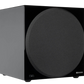 Salon 1 Audio Monitor Audio Anthra W15 powered subwoofer in a sleek black finish with a large front-firing driver.
