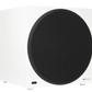 Salon 1 Audio Monitor Audio Anthra W15 white powered subwoofer with a large black circular driver grille.