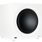 Salon 1 Audio Monitor Audio Anthra W15 white powered subwoofer with a 15-inch RST II C-CAM driver in a sealed cabinet