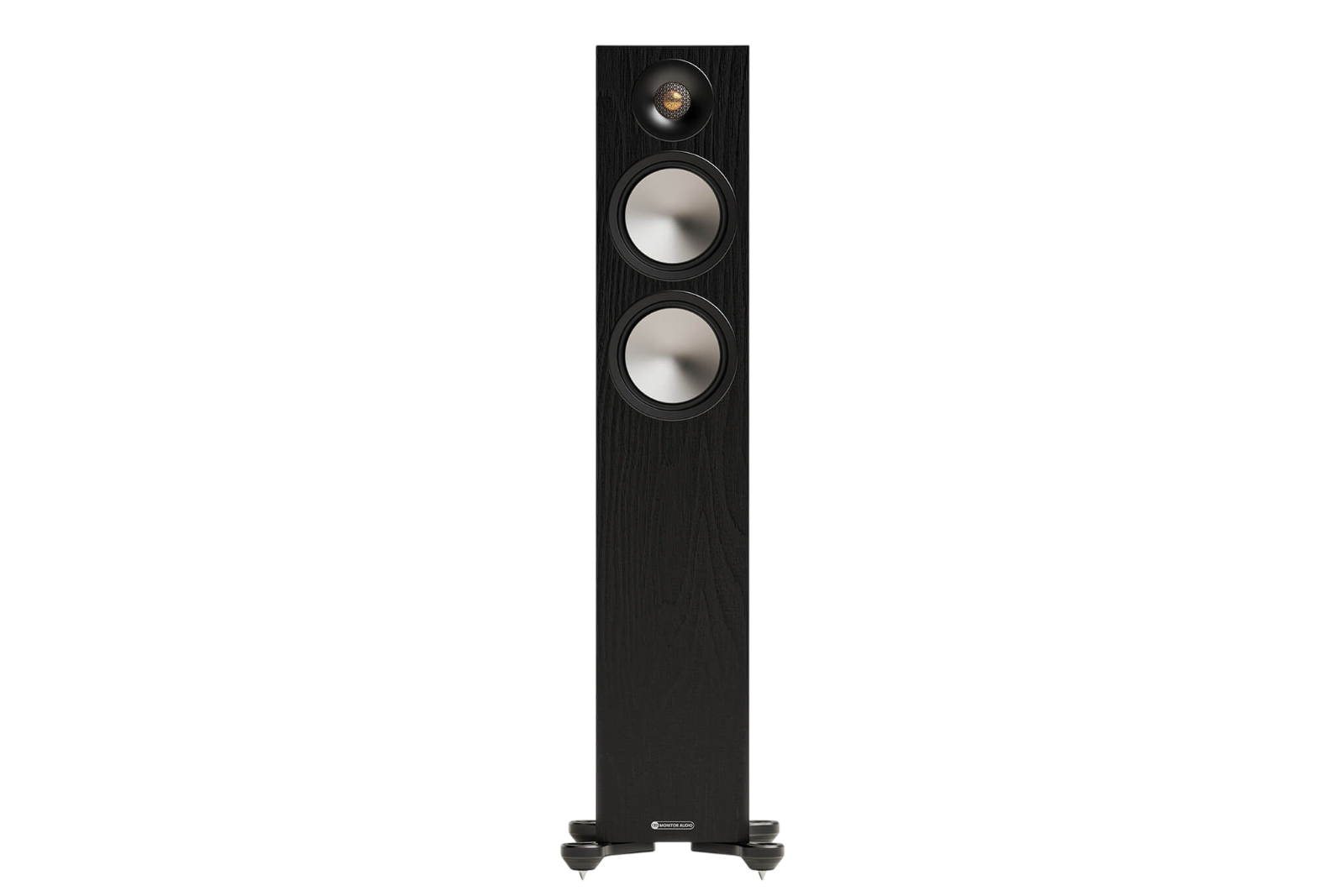 Salon 1 Audio Monitor Audio Bronze 300 7G black floorstanding speaker with C-CAM drivers and gold dome tweeter