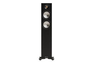 Salon 1 Audio Monitor Audio Bronze 300 7G black floorstanding speaker with C-CAM drivers and gold dome tweeter