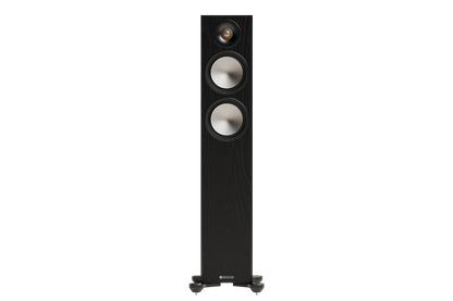 Salon 1 Audio Monitor Audio Bronze 300 7G black floorstanding speaker with C-CAM drivers and gold dome tweeter