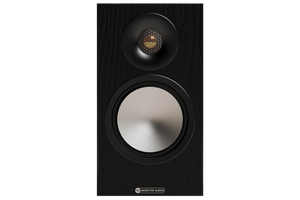 Salon 1 Audio Monitor Audio Bronze 50 7G black bookshelf speaker with C-CAM gold dome tweeter and bass-mid driver.