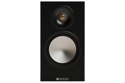 Salon 1 Audio Monitor Audio Bronze 50 7G black bookshelf speaker with C-CAM gold dome tweeter and bass-mid driver.