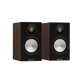 Salon 1 Audio Monitor Audio Bronze 50 7G bookshelf speakers in a black wood finish with gold dome tweeters.