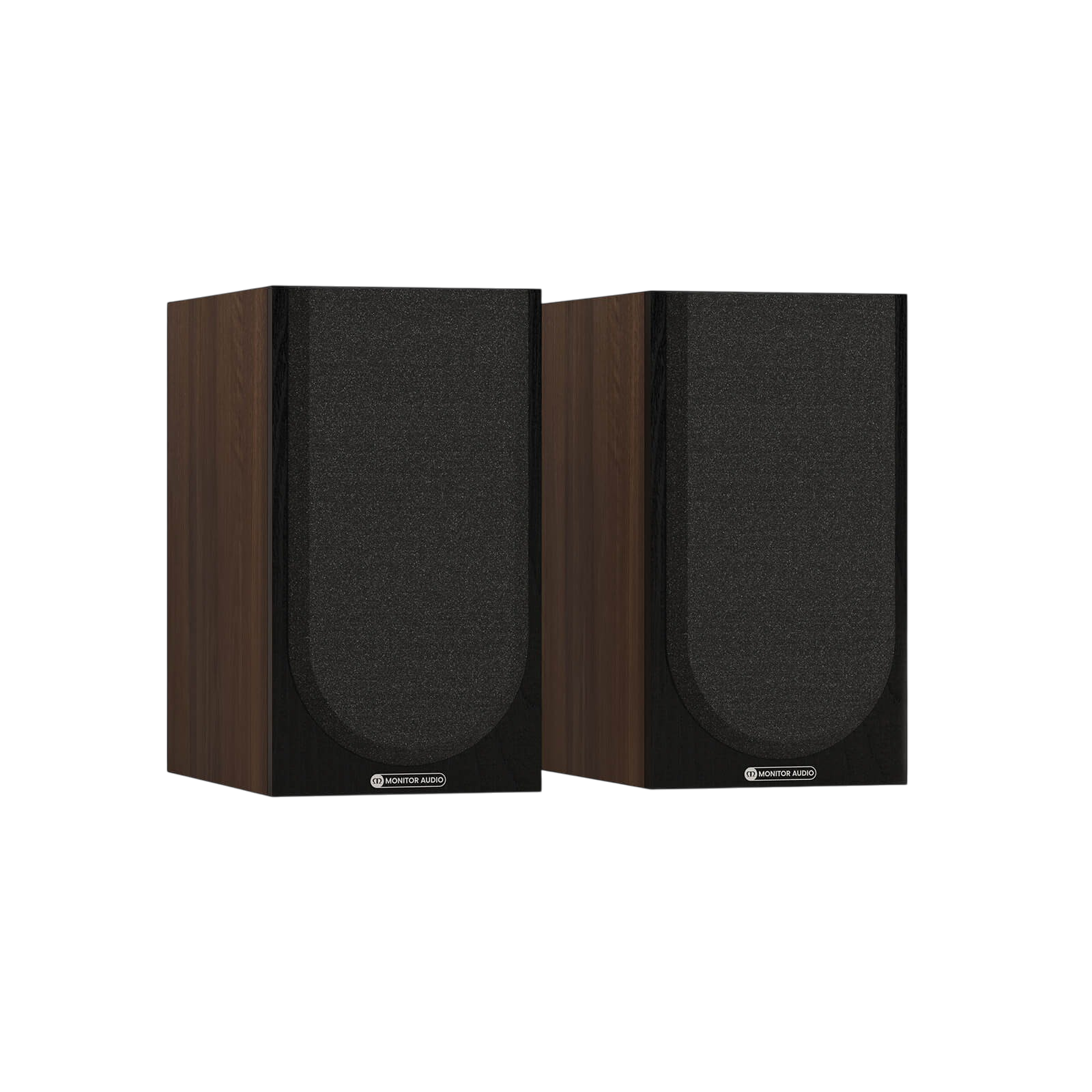 Salon 1 Audio Monitor Audio Bronze 50 7G walnut bookshelf speakers with black grilles in a pair