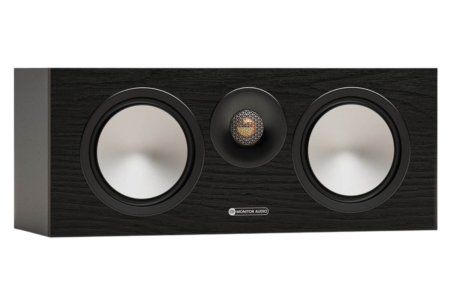 Salon 1 Audio Monitor Audio Bronze Centre 7G black center channel speaker with dual drivers and gold dome tweeter