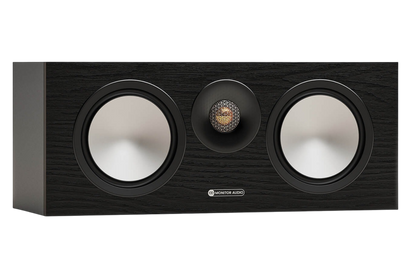 Salon 1 Audio Monitor Audio Bronze Centre 7G black center channel speaker with dual drivers and gold dome tweeter