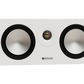 Salon 1 Audio Monitor Audio Bronze Centre 7G white center channel speaker with two drivers and a gold dome tweeter.