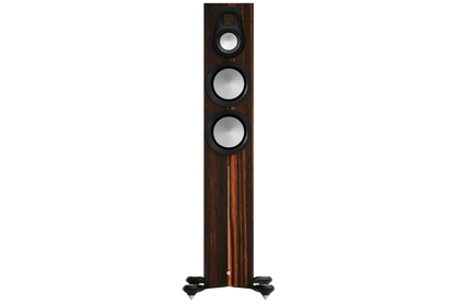 Salon 1 Audio Monitor Audio Gold 300 6G floorstanding speaker in Macassar wood veneer with silver C-CAM drivers.