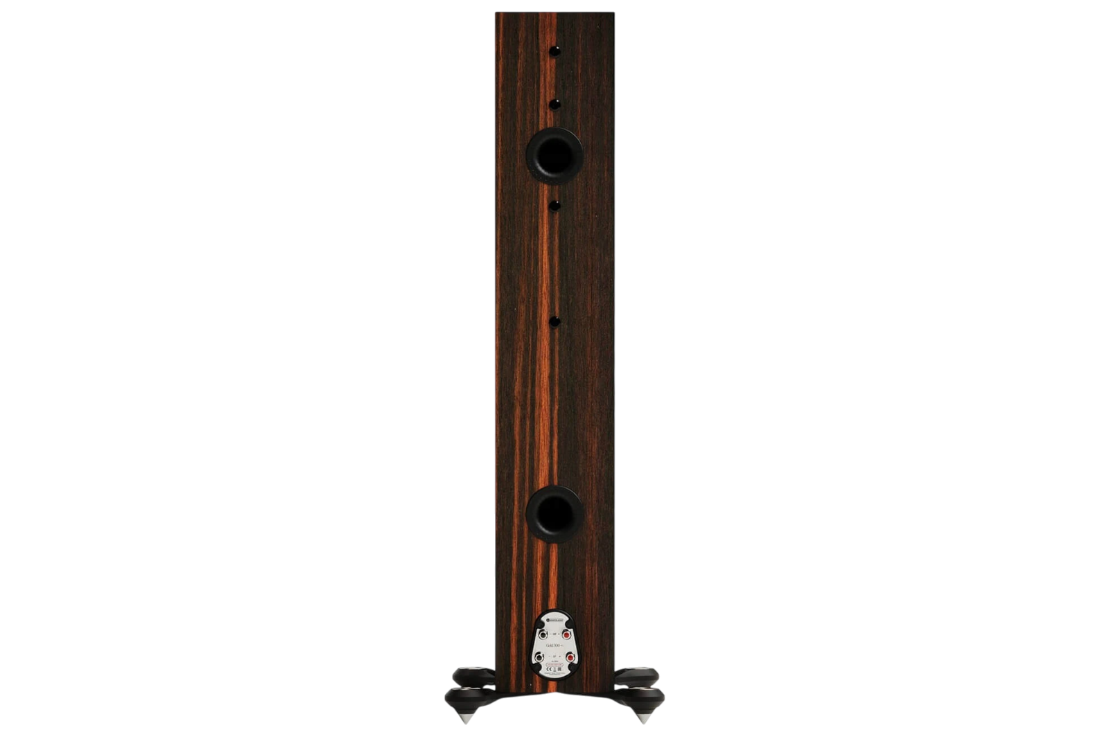 Salon 1 Audio Monitor Audio Gold 300 6G floorstanding speaker rear view showing ports and terminals in wood finish