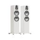 Salon 1 Audio Monitor Audio Gold 500 6G floorstanding speakers in satin white with MPD III tweeter and C-CAM drivers.