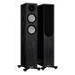 Salon 1 Audio Monitor Audio Silver 200 7G black oak floorstanding speakers with visible drivers and outrigger feet.