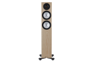 Salon 1 Audio Monitor Audio Silver 200 7G floorstanding speaker in natural wood finish with silver RST II drivers.