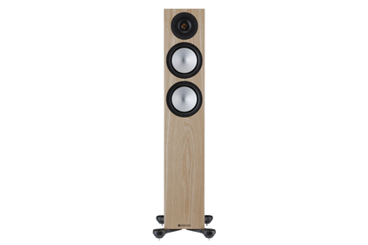 Salon 1 Audio Monitor Audio Silver 200 7G floorstanding speaker in natural wood finish with silver RST II drivers.