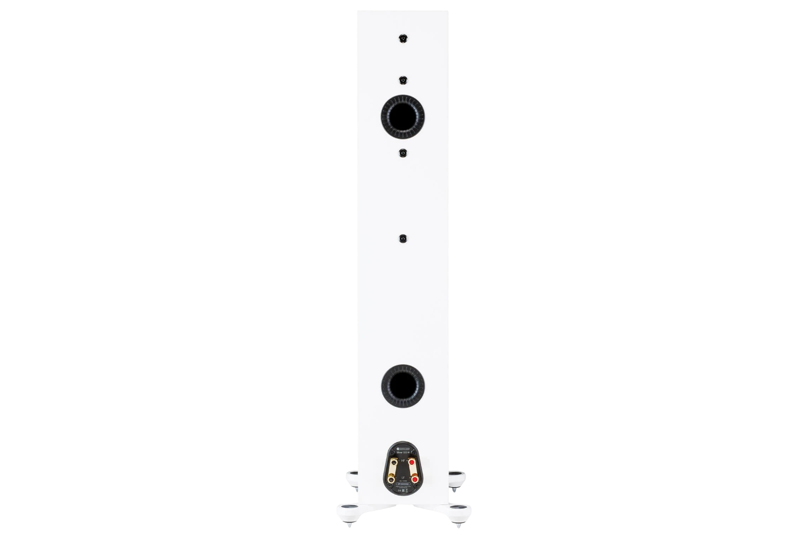 Salon 1 Audio Monitor Audio Silver 300 7G floorstanding speaker rear view showing dual bass ports and binding posts