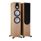 Salon 1 Audio Monitor Audio Silver 500 7G floorstanding speakers in natural walnut finish with outrigger feet.