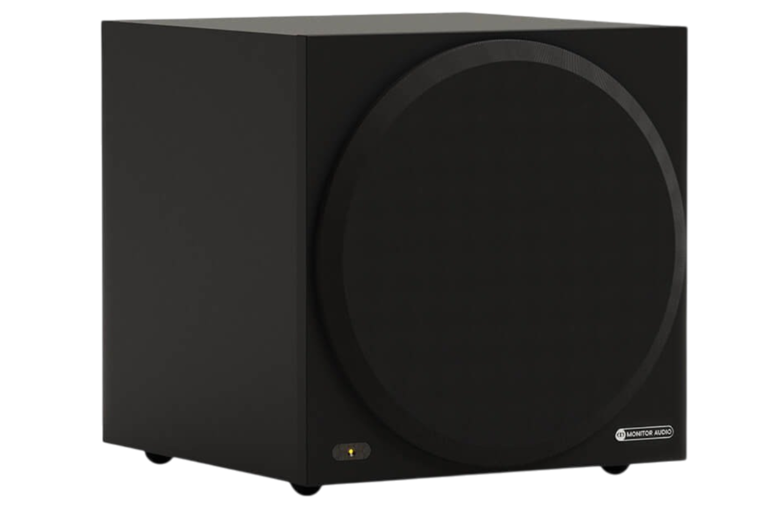 Salon 1 Audio Monitor Audio Vestra W10 compact black powered subwoofer with a 10-inch driver and removable grille.