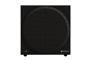 Salon 1 Audio Monitor Audio Vestra W10 compact black powered subwoofer with a 10-inch driver and front grille