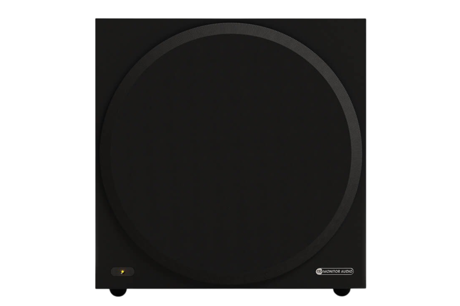 Salon 1 Audio Monitor Audio Vestra W12 powered subwoofer in black with a 12-inch driver and removable cloth grille.