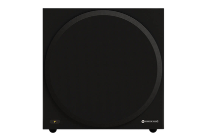 Salon 1 Audio Monitor Audio Vestra W12 powered subwoofer in black with a 12-inch driver and removable cloth grille.