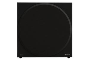 Salon 1 Audio Monitor Audio Vestra W15 powered subwoofer with a black cloth grille and front-facing 15-inch driver.