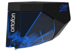 Salon 1 Audio Ortofon 2M Blue moving magnet phono cartridge with blue translucent body and black top housing
