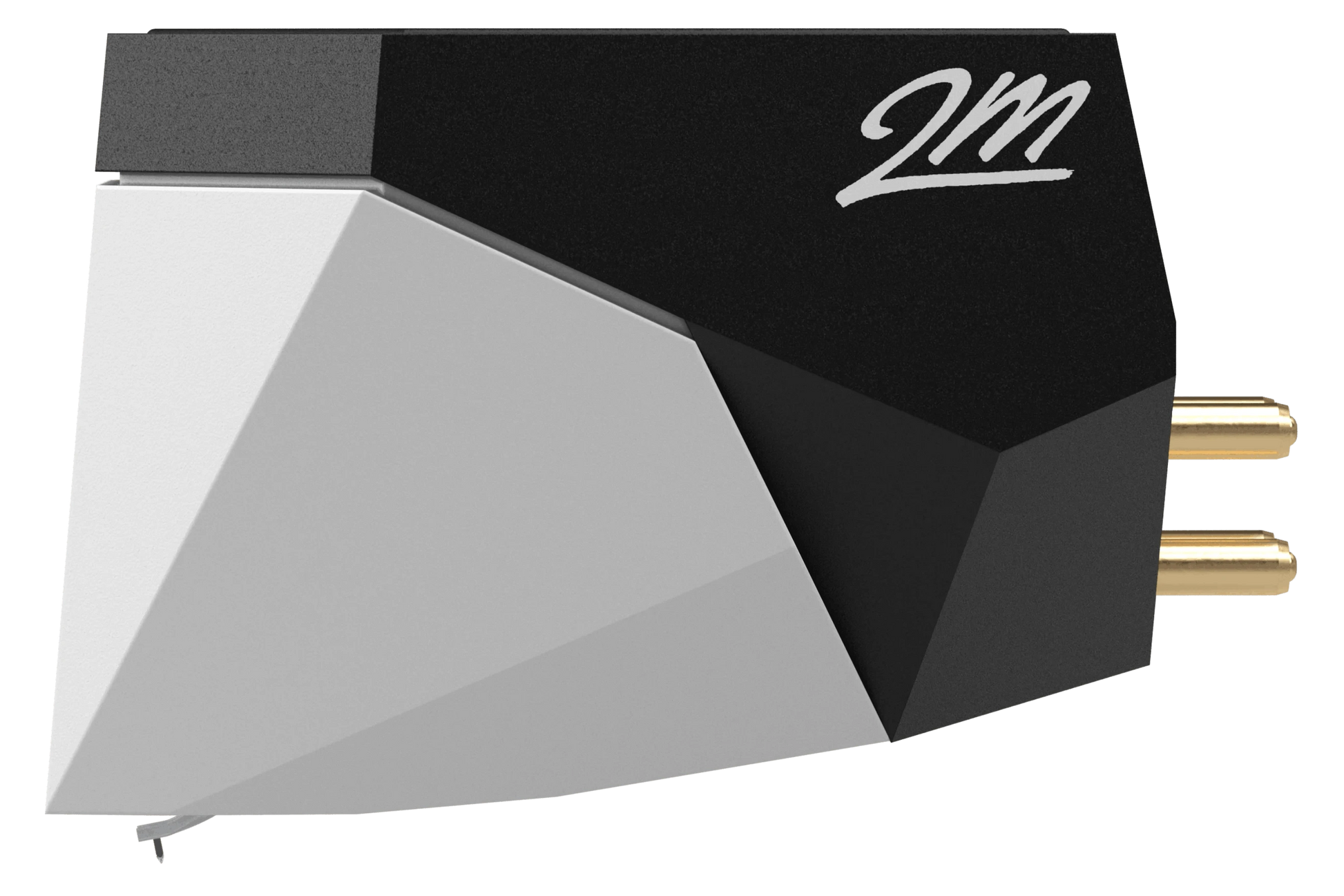 Salon 1 Audio Ortofon 2M Mono moving magnet cartridge in black and white with a faceted design.
