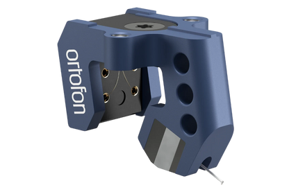 Salon 1 Audio Ortofon MC 90X moving coil phono cartridge in blue with a precision boron cantilever and stylus.