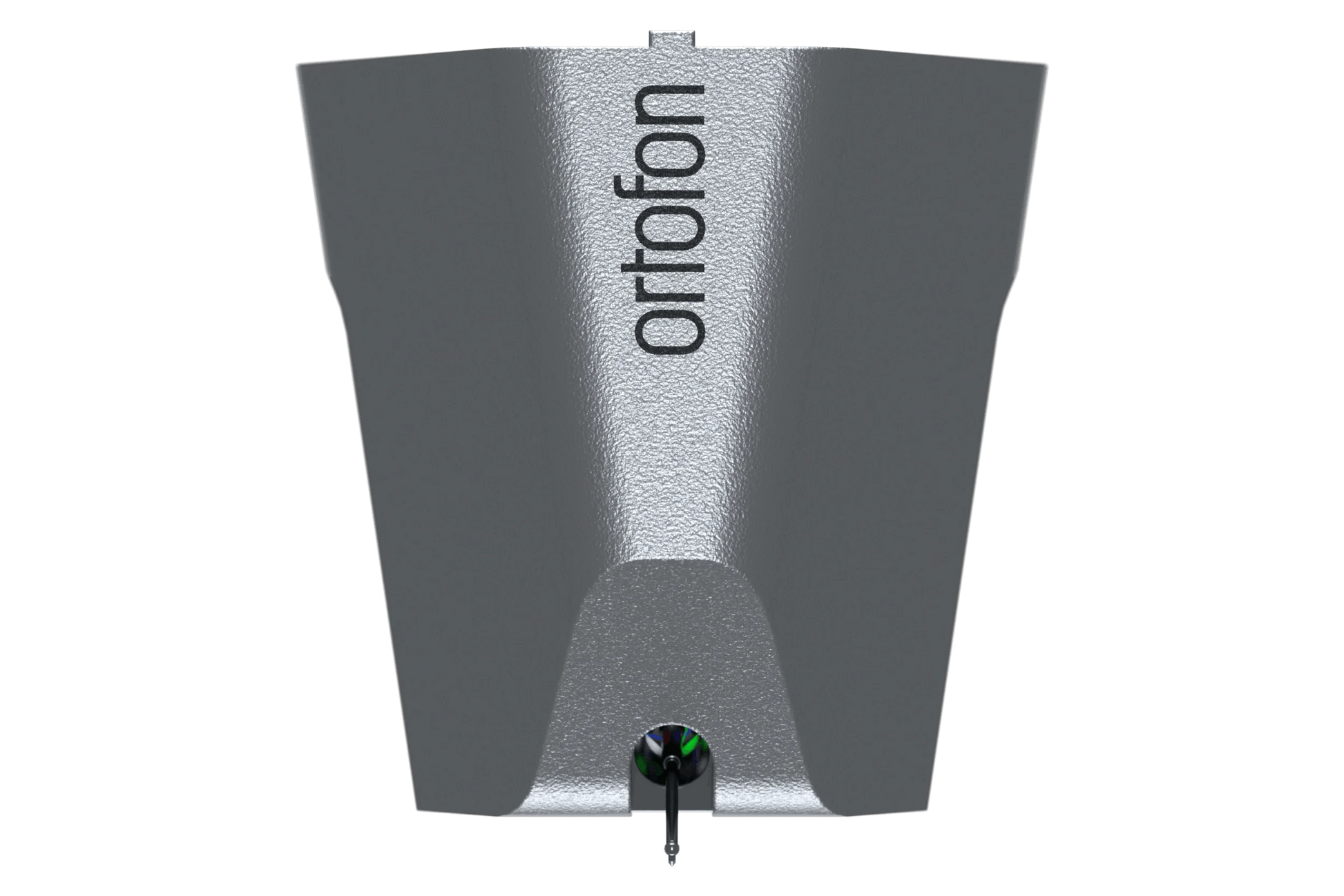 Salon 1 Audio Ortofon MC Verismo flagship moving coil phono cartridge in silver with a textured titanium body.