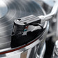 Salon 1 Audio Ortofon MC Windfeld Ti moving coil phono cartridge tracking a black vinyl record on a turntable.