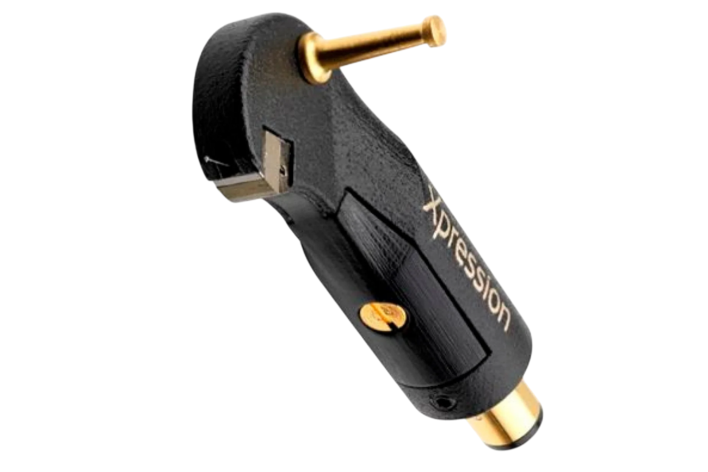 Salon 1 Audio Ortofon MC Xpression moving coil phono cartridge in black with gold accents on a white background.