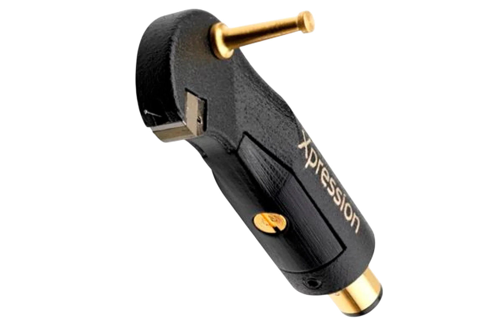 Salon 1 Audio Ortofon MC Xpression moving coil phono cartridge in black with gold accents on a white background.