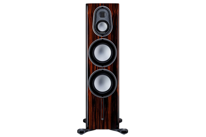 Salon 1 Audio Monitor Audio Platinum 300 3G floorstanding speaker in a polished piano ebony wood finish.