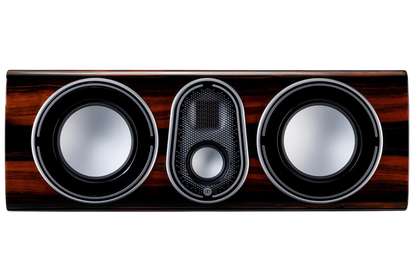 Salon 1 Audio Monitor Audio Platinum C250 3G center channel speaker in a luxurious piano ebony wood finish.