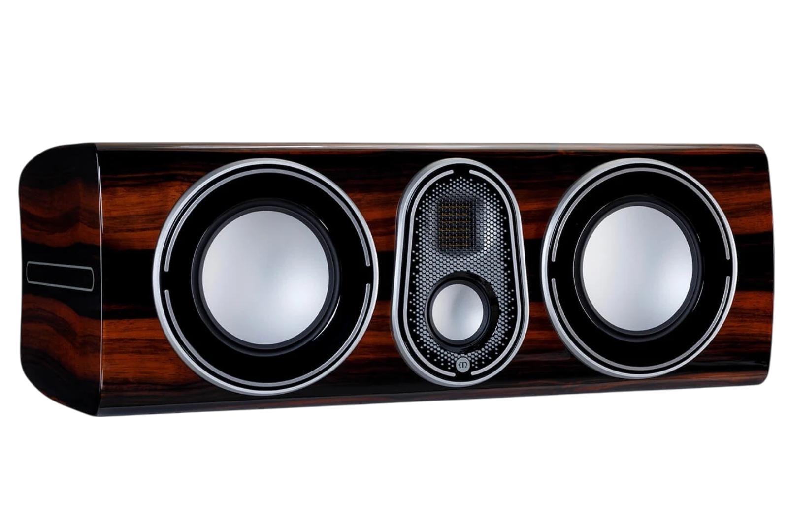 Salon 1 Audio Monitor Audio Platinum C250 3G center channel speaker in a luxurious piano ebony wood finish.