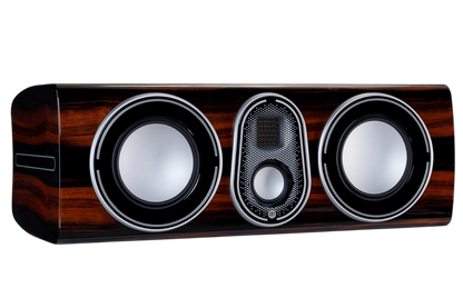 Salon 1 Audio Monitor Audio Platinum C250 3G center channel speaker in a luxurious piano ebony wood finish.